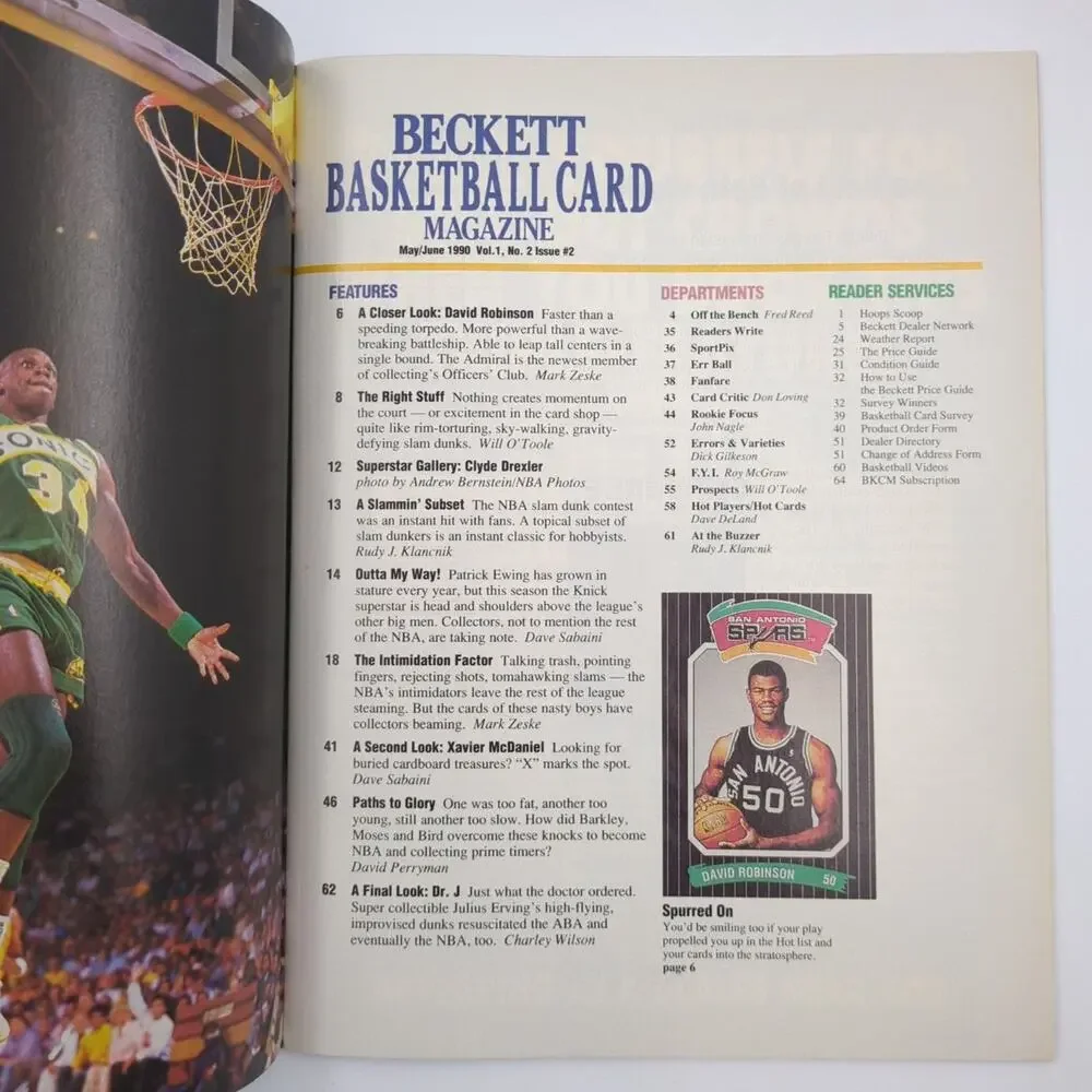 Beckett Basketball Card Magazine May/June 1990 David Robinson Issue #2 Cards